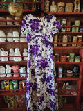 Vintage 60s Tropical Purple and White Dress