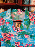 Vintage 80s Blue and Pink Orchid Hawaiian Shirt