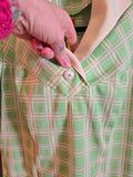 Vintage green plaid dress with white collar