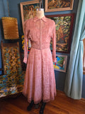 Vintage 50s Dusty Rose Lace Dress with Jacket