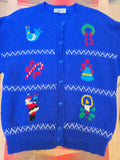 Vintage 80's Blue Christmas Cardigan