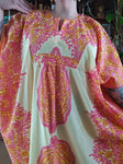Vintage 70s Yellow and Pink Kaftan
