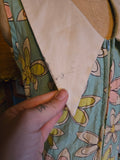Vintage 60s Teal Floral Go Go Romper w/ Giant Collar