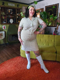 Vintage 50s Green and Brown Plaid Shirt Dress