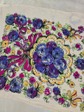 Vintage 30s blue purple yellow floral rayon scarf