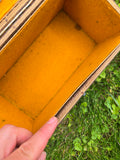 Vintage 70s Brown Marbled Wooden Box Purse with 'F'