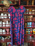 Vintage Ui Maikai Blue and Red Hibiscus Dress