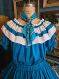 Vintage 70s Teal & White Square Dancing Set