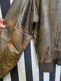 Vintage 90's Distressed Brown Leather Bomber Jacket