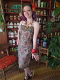Vintage 60s Brown and Red Ornate Printed Dress