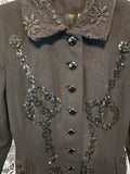 Vintage 1930s Black Wool & Sequin Princess Coat