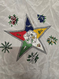 Vintage 50s White Masonic Star Square Scarf