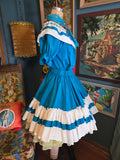 Vintage 70s Teal & White Square Dancing Set