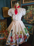 Vintage 50s Mexican Souvenir Circle Wrap Skirt