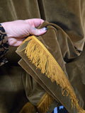 Vintage Green Velvet with Gold fringe Curtain