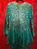 Vintage 80s Teal Sequin Peplum Dress