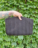 Vintage 40s Black Knit Handbag with Lucite Pull