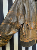 Vintage 90's Distressed Brown Leather Bomber Jacket