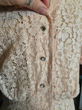 Vintage 50s Pink Lace Top with Rhinestone Buttons