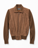 Vintage Brown Suede Jacket with Acrylic Knit