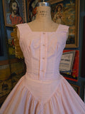 Vintage 50s white and pink striped fit and flare dress