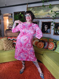 Vintage Volup Pink Polyester Abstract Dress
