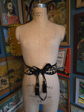 Vintage 40s leopard print belt with velvet ribbon ties