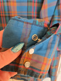 Unforgiven Upcycled Rose Blue Orange Plaid Western