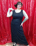 Vintage 90s Black Beaded Maxi Dress