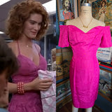 Vintage 80s pink wired shoulder cocktail dress