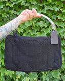 Vintage 40's Black Knit Bag Twisted Lucite Handle