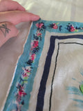 Vintage 50s white blue and pink floral square silk scarf