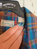Unforgiven Upcycled Rose Blue Orange Plaid Western
