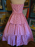 Vintage 80s Pink and White Polka Dot Formal Dress