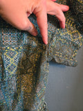 Vintage Volup Pastel Blue and Green Paisley Shirt Dress