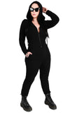 Gently Used Foxblood Black Hooded Jumpsuit