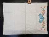 Vintage Cross Stitch Blue Floral Pillowcase
