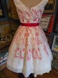 Vintage 50s white and red embroidered party dress