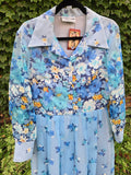 Vintage 70s Blue Floral Maxi with Belt