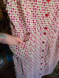 Vintage 50s Red Brown and White Cotton Day Dress