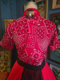 Vintage 50s Red & White Bandana Button Up Blouse