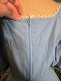 Vintage 70s Pastel Blue Lace Square Dancing Dress