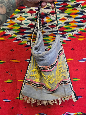 Vintage Woven Gray and Yellow Bag