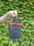 Vintage 60s Black & Red Strawberry Basket Purse
