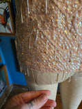 Vintage 60s champagne sequin glass bead wool top