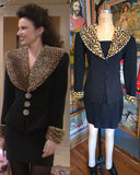 Vintage 90s black and leopard print suit set