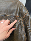 Vintage 90's Distressed Brown Leather Bomber Jacket