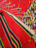 Vintage Red Wool Serape Mexican Blanket