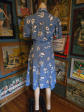 Vintage 40s blue and white floral romper and skirt set