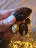 Vintage 40s wooden football Dangling charm brooch